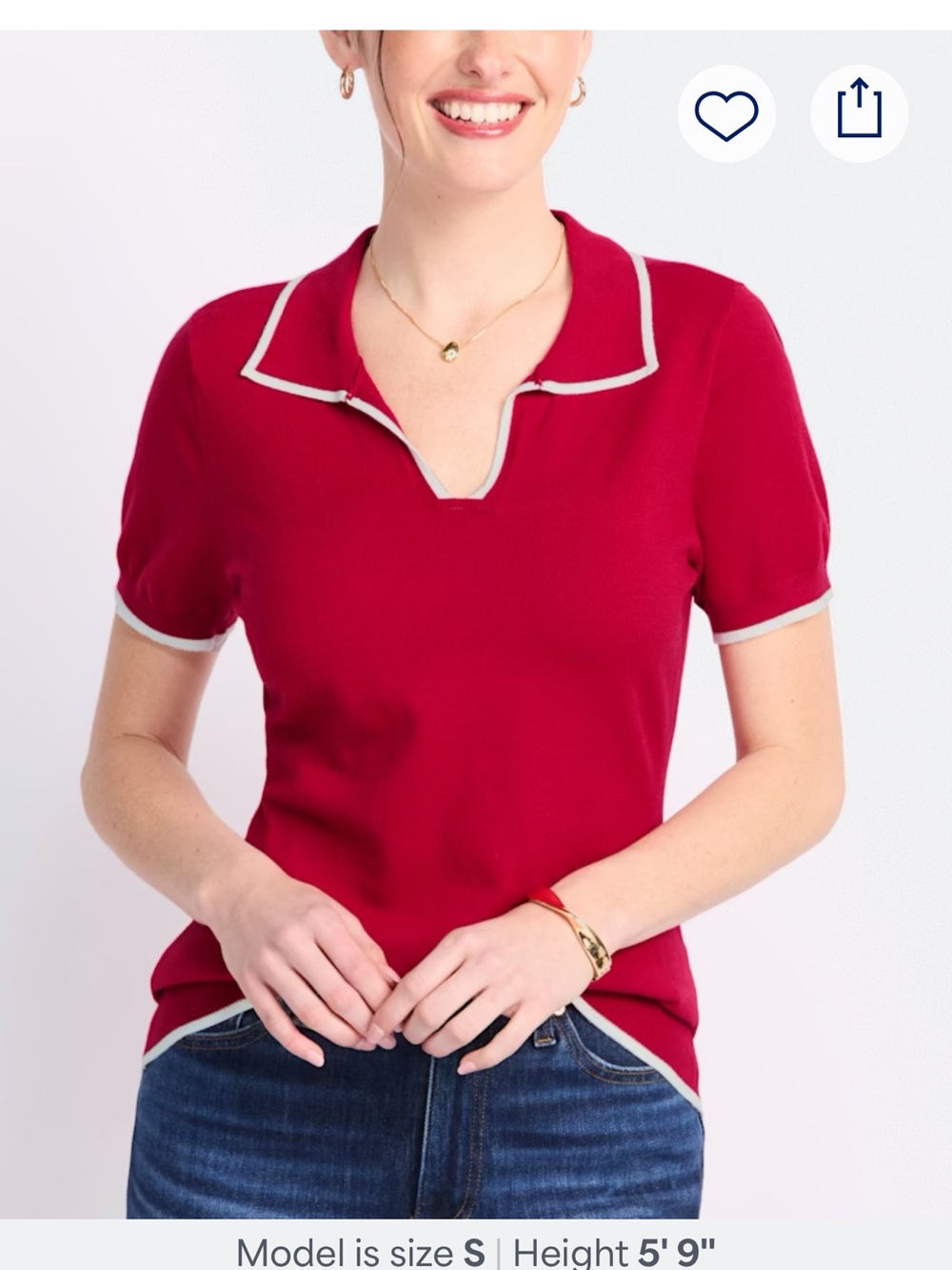 Women’s Short-Sleeve V-Notch Crop Top in Raspberry with Contrast Trim